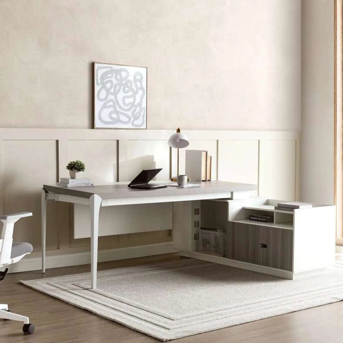 Chimira Office Desk With Side Cabinet Melamine - White