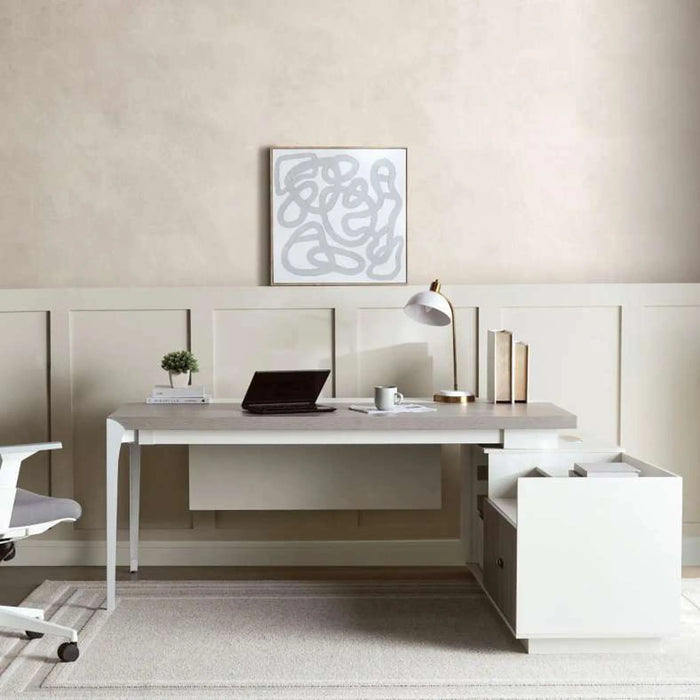 Chimira Office Desk With Side Cabinet Melamine - White