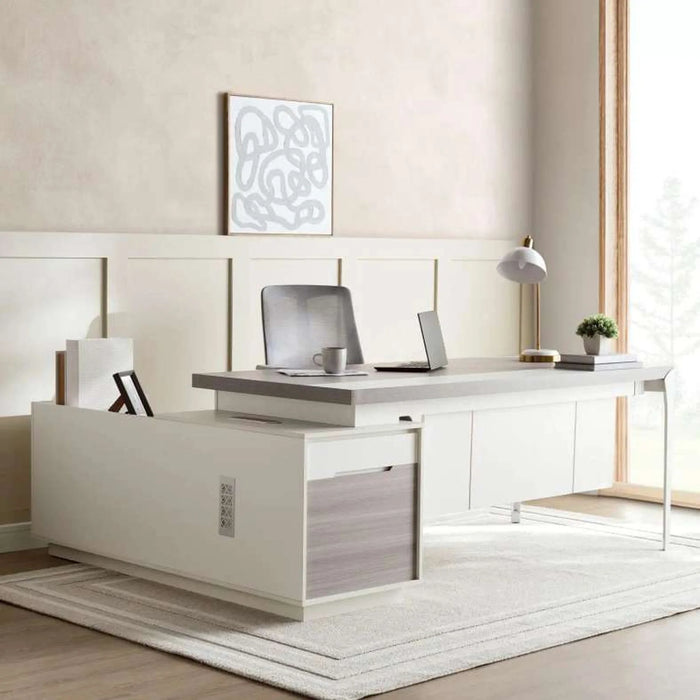 Chimira Office Desk With Side Cabinet Melamine - White