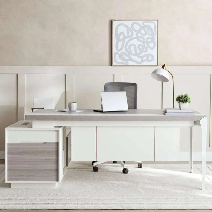 Chimira Office Desk With Side Cabinet Melamine - White