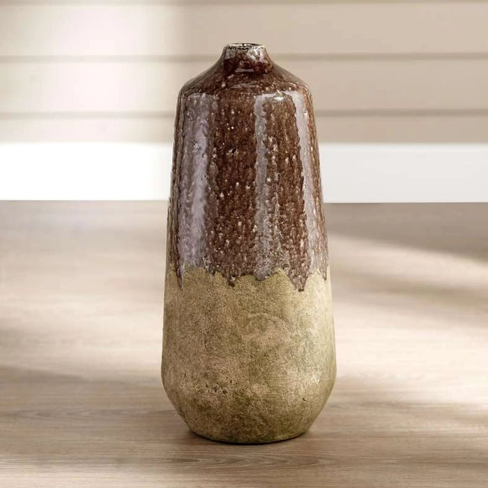 Chisel Stoneware Vase 22X22X47Cm - Brown