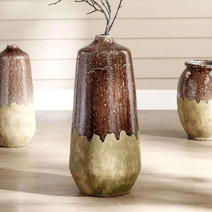 Chisel Stoneware Vase 26.5X26.5X56Cm - Brown