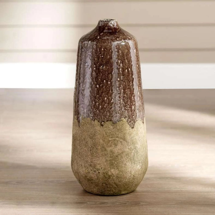 Chisel Stoneware Vase 26.5X26.5X56Cm - Brown