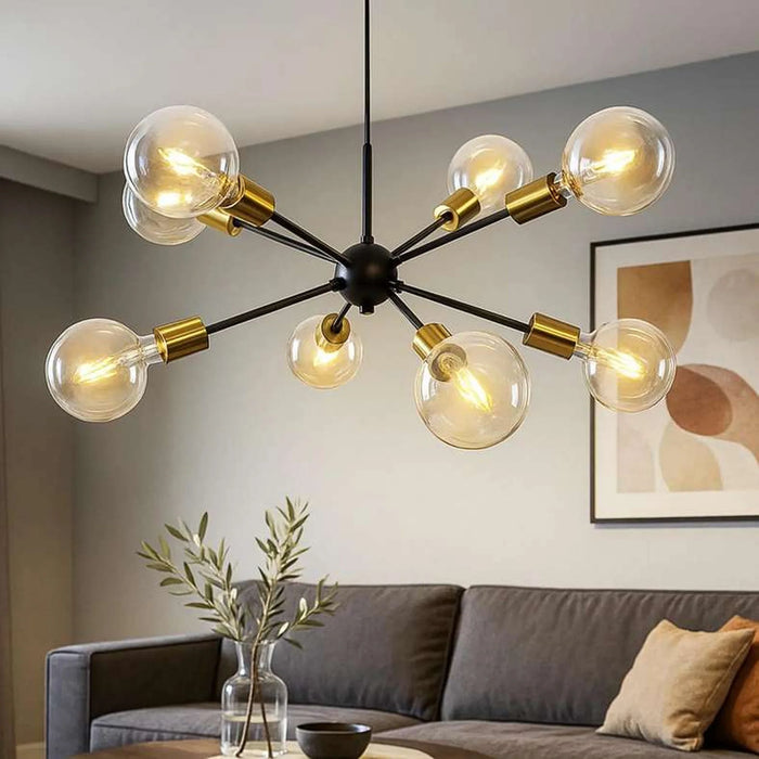 Chrysler 8 Arm E27 Pendant 56X56X150Cm-Black/Gold