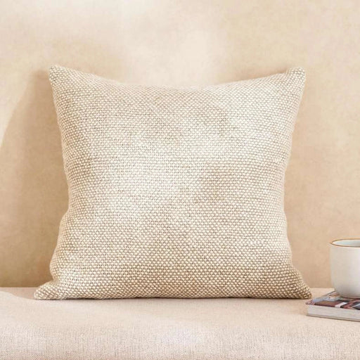 Chunky Linen Handwoven Downfeel Filled Cushion With Wooden Buttons 50X50Cm - Linen Pan Home