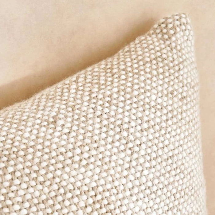 Chunky Linen Handwoven Downfeel Filled Cushion With Wooden Buttons 50X50Cm - Linen Pan Home