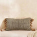 Chunky Linen Oblong Tasseled Down Feel Filled Cushion 30X50Cm - Petrol Pan Home