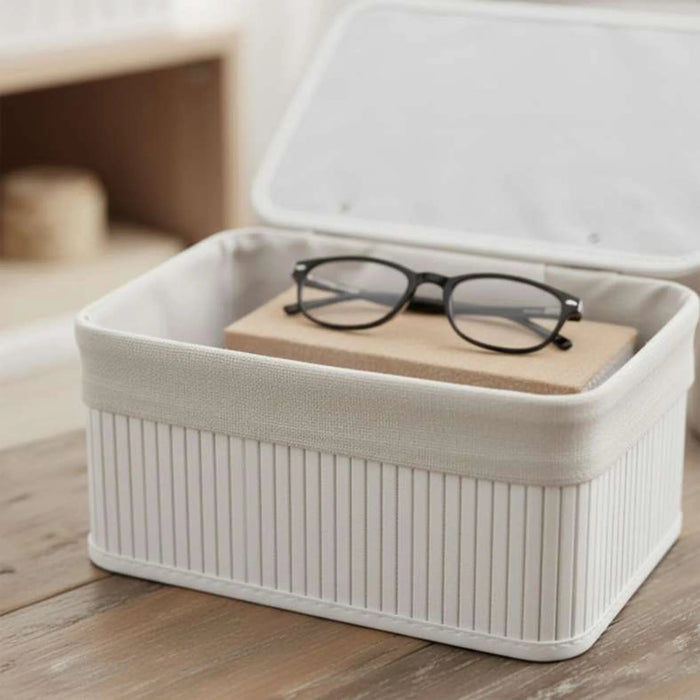 Chyna 3-Pieces  Bamboo Storage Organiser With Lid 36X26X17Cm -White Pan Home