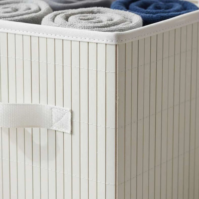 Chyna Bamboo Storage Basket With Handle 28X28X29Cm -White Pan Home