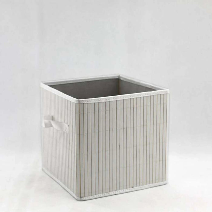 Chyna Bamboo Storage Basket With Handle 28X28X29Cm -White Pan Home