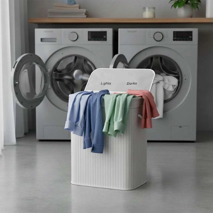 Chyna Foldable Bamboo Laundry Hamper  With Handle 52X32X60Cm - White Pan Home