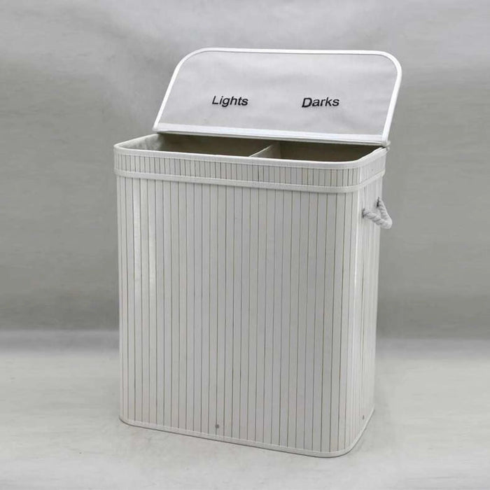 Chyna Foldable Bamboo Laundry Hamper  With Handle 52X32X60Cm - White Pan Home
