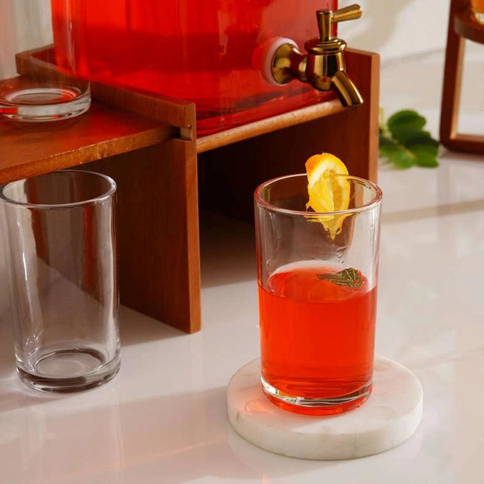 Ciano 5-Piece Drink Dispenser Set With Wooden Stand 4L - Clear Pan Home