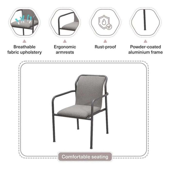 Cico Aluminium Dining Stacking Chair-Grey