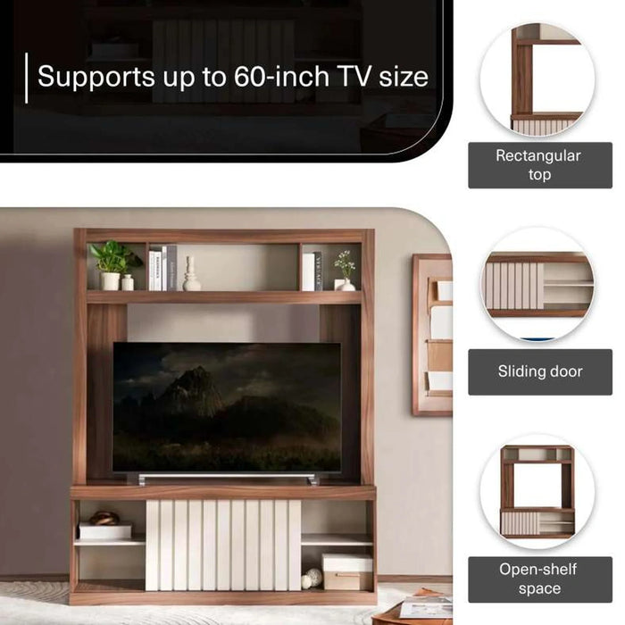 Cinne Entertainment Unit Upto 60 Inches - Walnut Off White