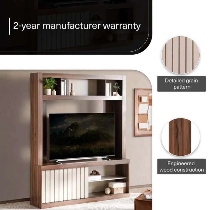Cinne Entertainment Unit Upto 60 Inches - Walnut Off White