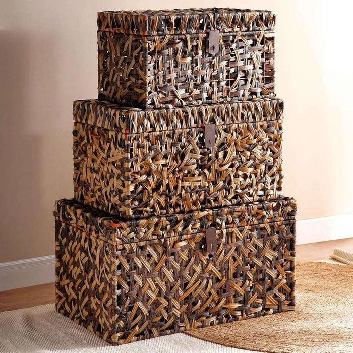 Cinta  Metal And Plastic Rattan Trunk 79X48X43Cm - Brown Pan Home
