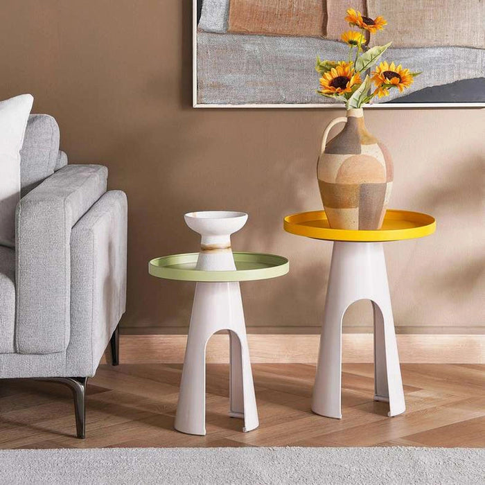 Clancy End Table Metal Large Pan Home