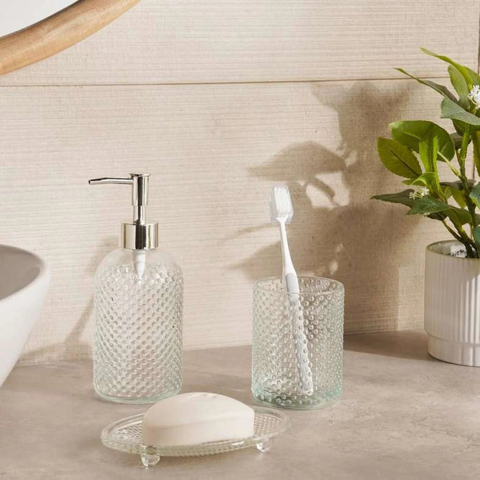 Clara 3-Piece Glass Bath Accessory Set -Clear Pan Home