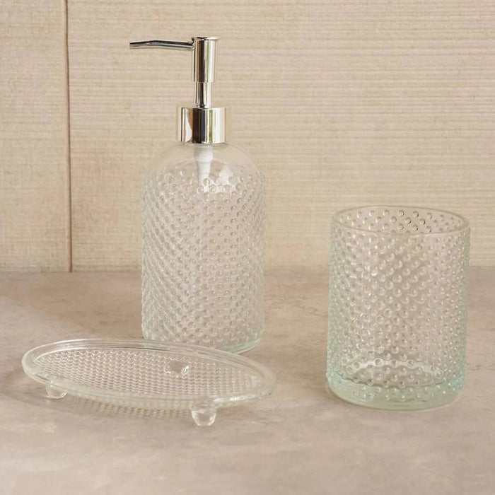 Clara 3-Piece Glass Bath Accessory Set -Clear Pan Home