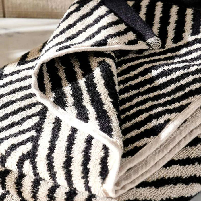 Clark Chevron  6 Piece Yarndyed Towel Set- Black/Beige