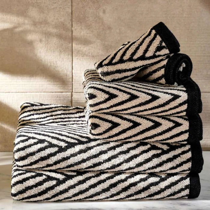 Clark Chevron  6 Piece Yarndyed Towel Set- Black/Beige
