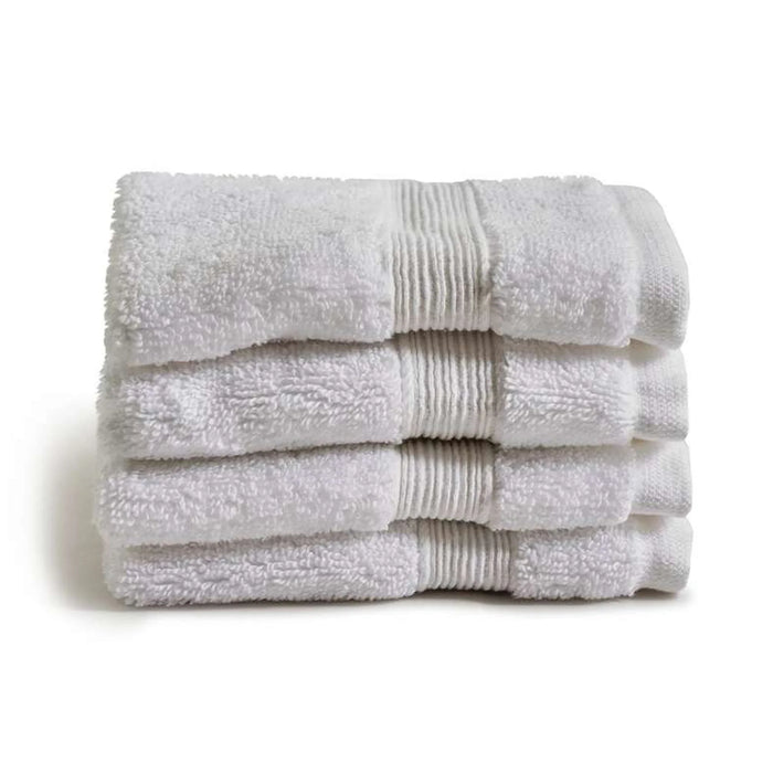 Classic Zero Twist 600 Gsm 4Pk Fingertip Towel 30X30 Cm-White Pan Home