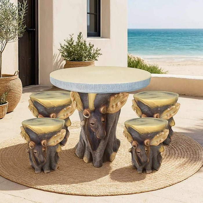 Clay Moose Bistro Dining Set4+1 - Brown Pan Home