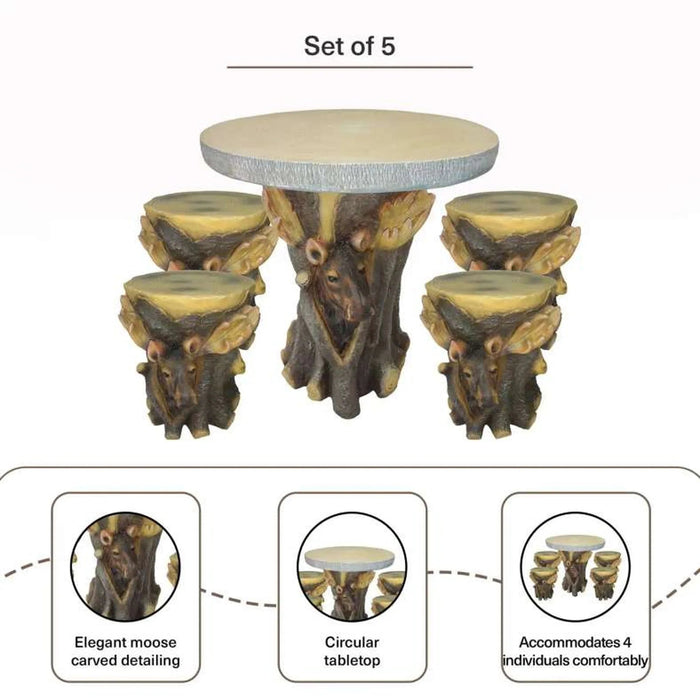 Clay Moose Bistro Dining Set4+1 - Brown Pan Home