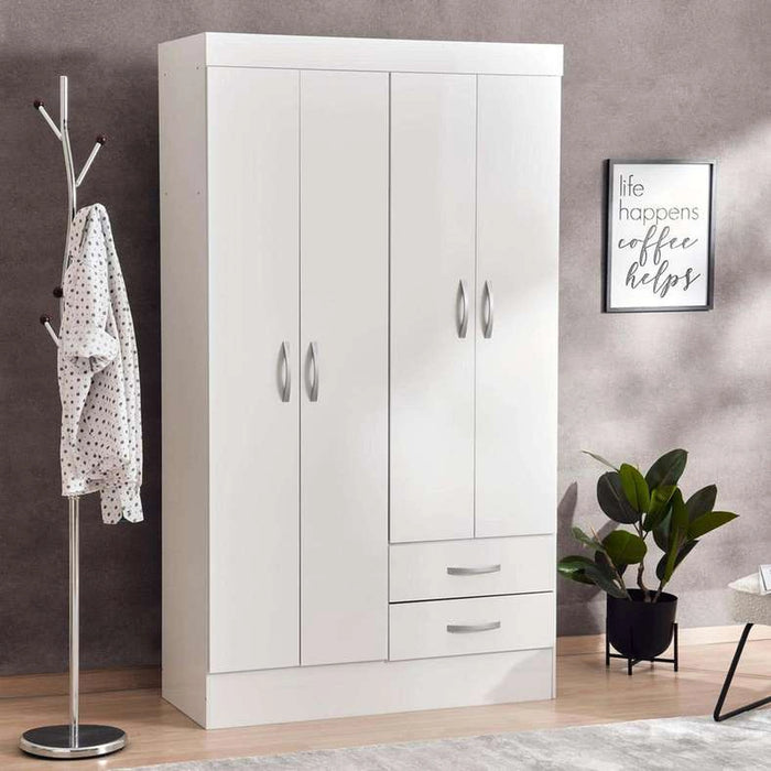 Clean 4 Door Wardrobe With 2-Drawers