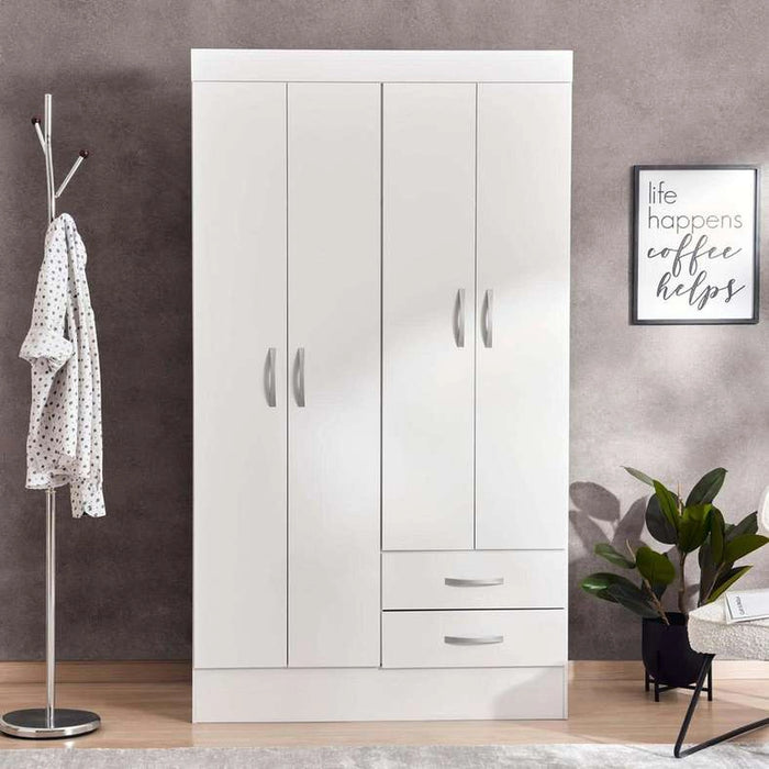 Clean 4 Door Wardrobe With 2-Drawers