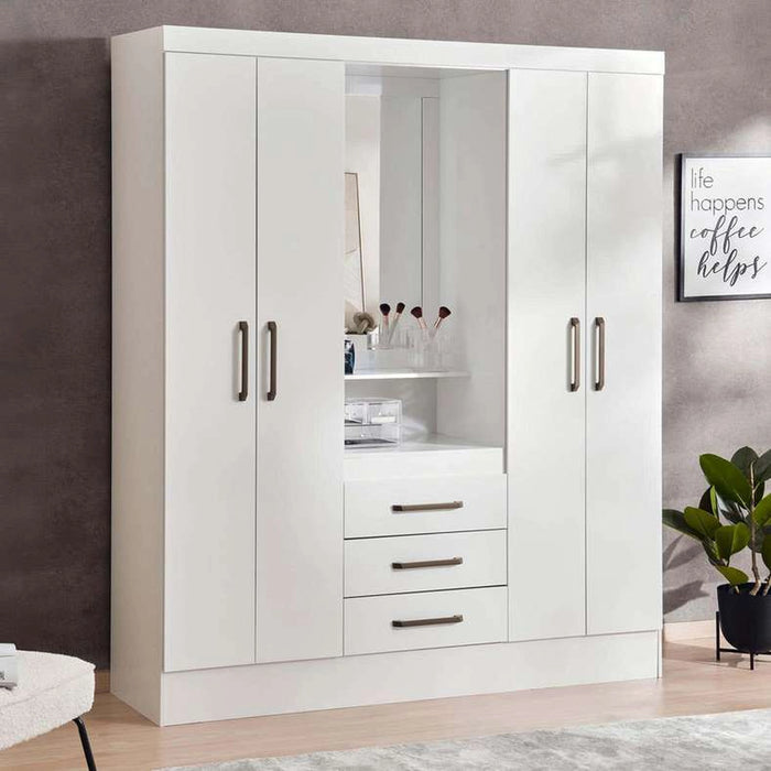 Clean 4 Door Wardrobe With 3 Drawer And Mirror