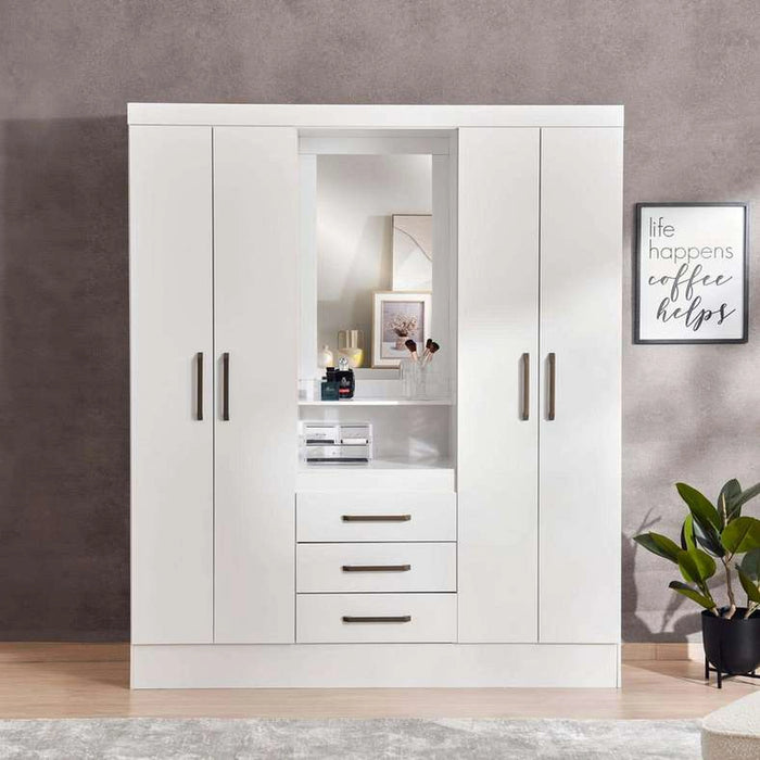 Clean 4 Door Wardrobe With 3 Drawer And Mirror