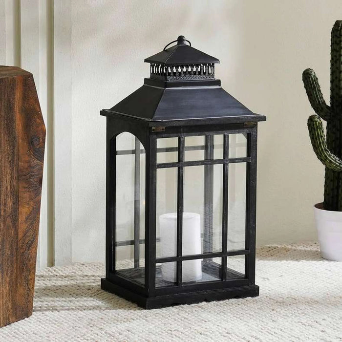 Cleo Wooden Lantern 25X25X64Cm - Black