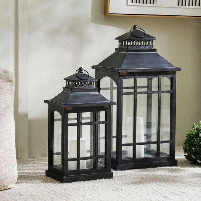 Cleo Wooden Lantern 25X25X64Cm - Black