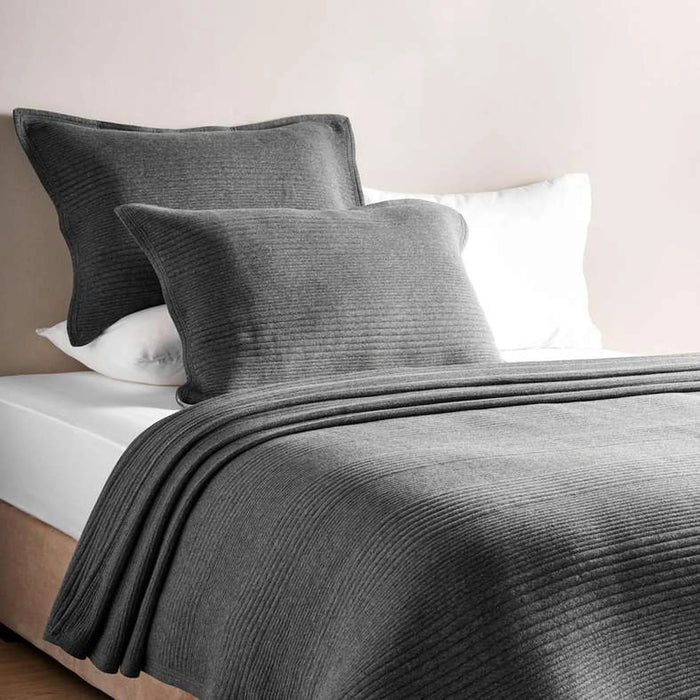 Cloud Melange Quilted Premium Jersey 3-Piece Bedspread Set 220X240Cm - Anthracite