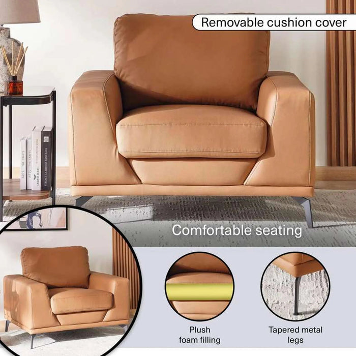 Code Single Seater Sofa - Light Brown Pan Home
