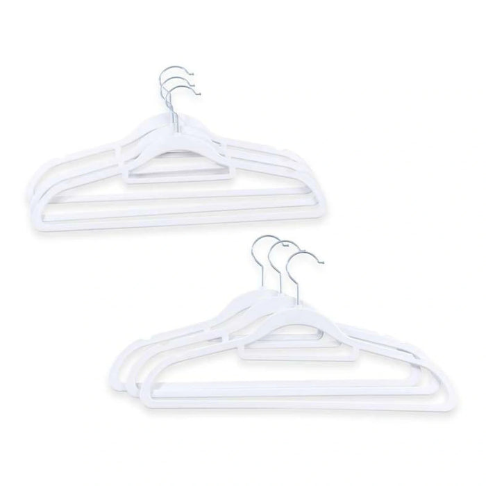 Colmar 6-Piece Rubber Coated Suit Hanger Set 42X22.5.5X0.4Cm - White Pan Home