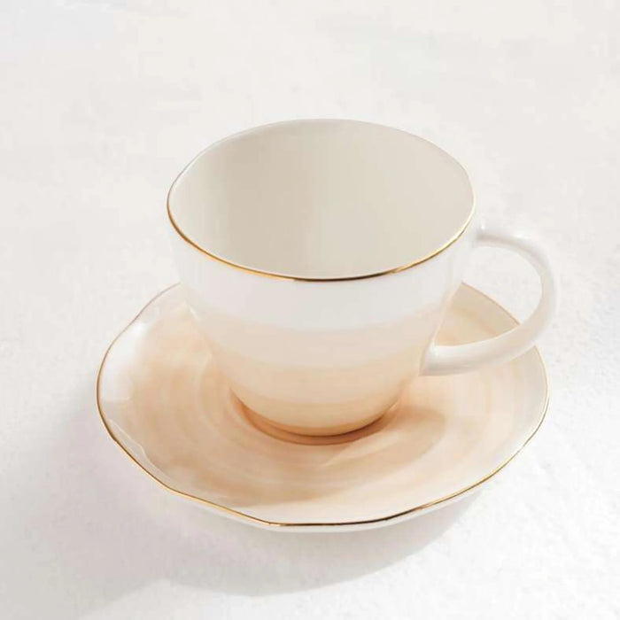 Color Whirl Porcelain Coffee Cup And Saucer 125Ml -Beige