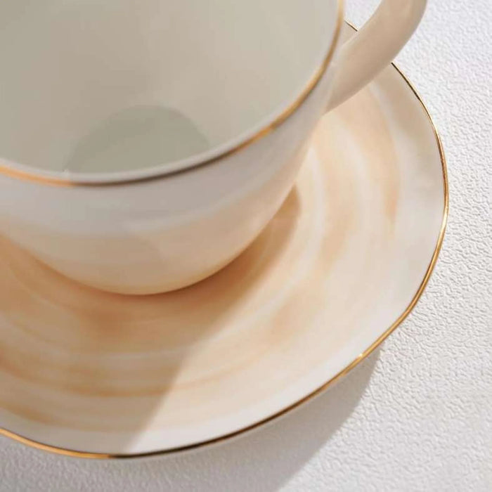 Color Whirl Porcelain Coffee Cup And Saucer 125Ml -Beige