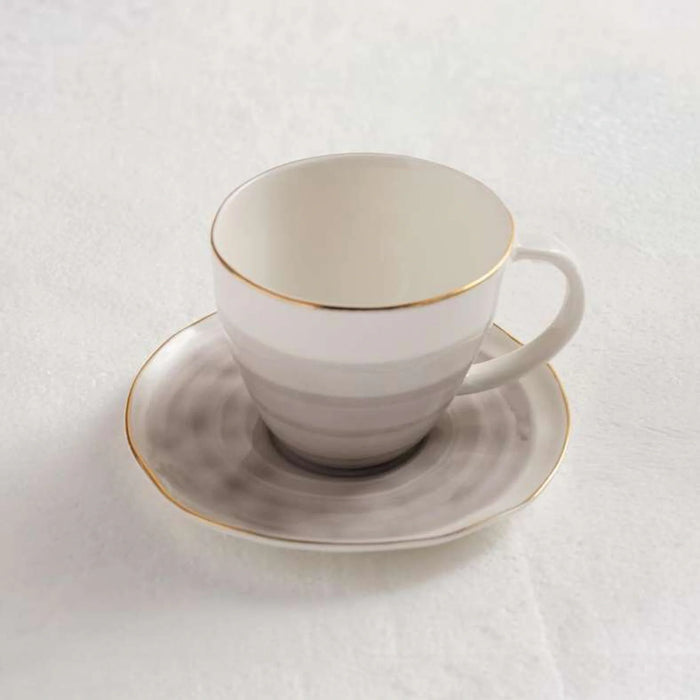 Color Whirl Porcelain Coffee Cup And Saucer 125Ml -Grey
