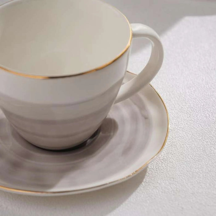 Color Whirl Porcelain Coffee Cup And Saucer 125Ml -Grey