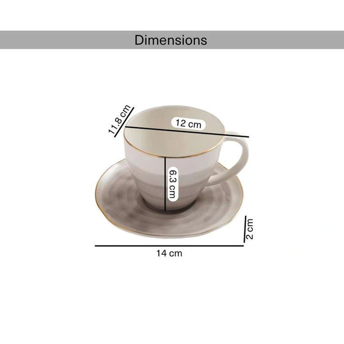 Color Whirl Porcelain Coffee Cup And Saucer 125Ml -Grey