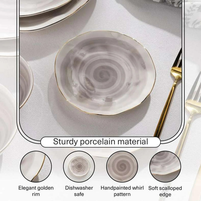 Color Whirl Porcelain Dessert Plate Dia16Cm -Grey