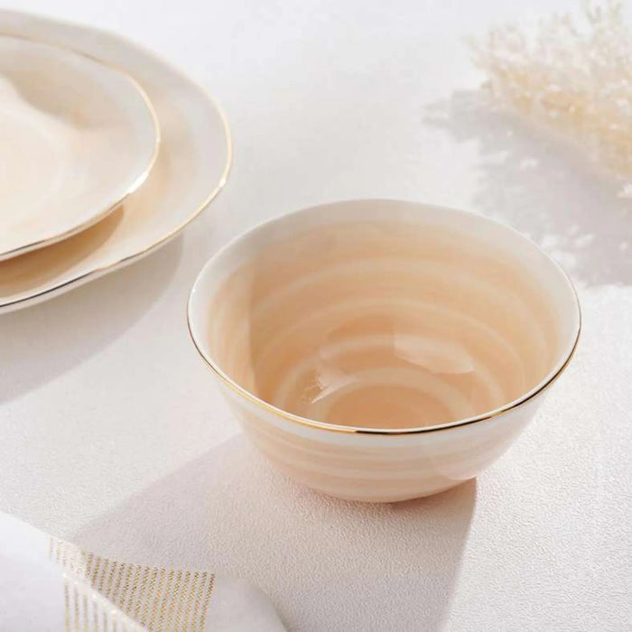 Color Whirl Porcelain Rice Bowl Dia12Cm -Beige