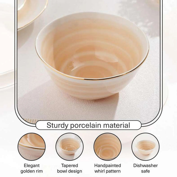 Color Whirl Porcelain Rice Bowl Dia12Cm -Beige