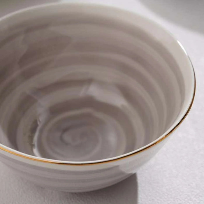 Color Whirl Porcelain Rice Bowl Dia12Cm -Grey