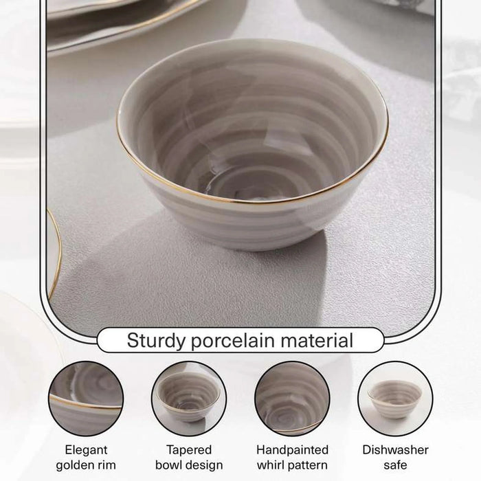 Color Whirl Porcelain Rice Bowl Dia12Cm -Grey