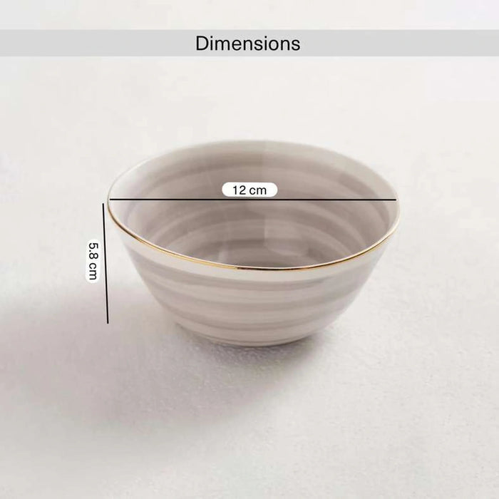 Color Whirl Porcelain Rice Bowl Dia12Cm -Grey