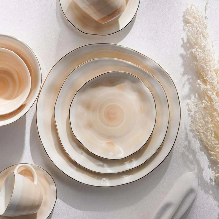 Color Whirl Porcelain Side Plate Dia21Cm -Beige